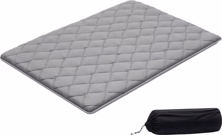 Materasso futon giapponese - Materasso da pavimento tatami - Pieghevole - Dimensioni 203,2 x 137,2 x 8,9 cm - Nove strati - Per yoga e meditazione - Con borsa per riporlo - Grigio