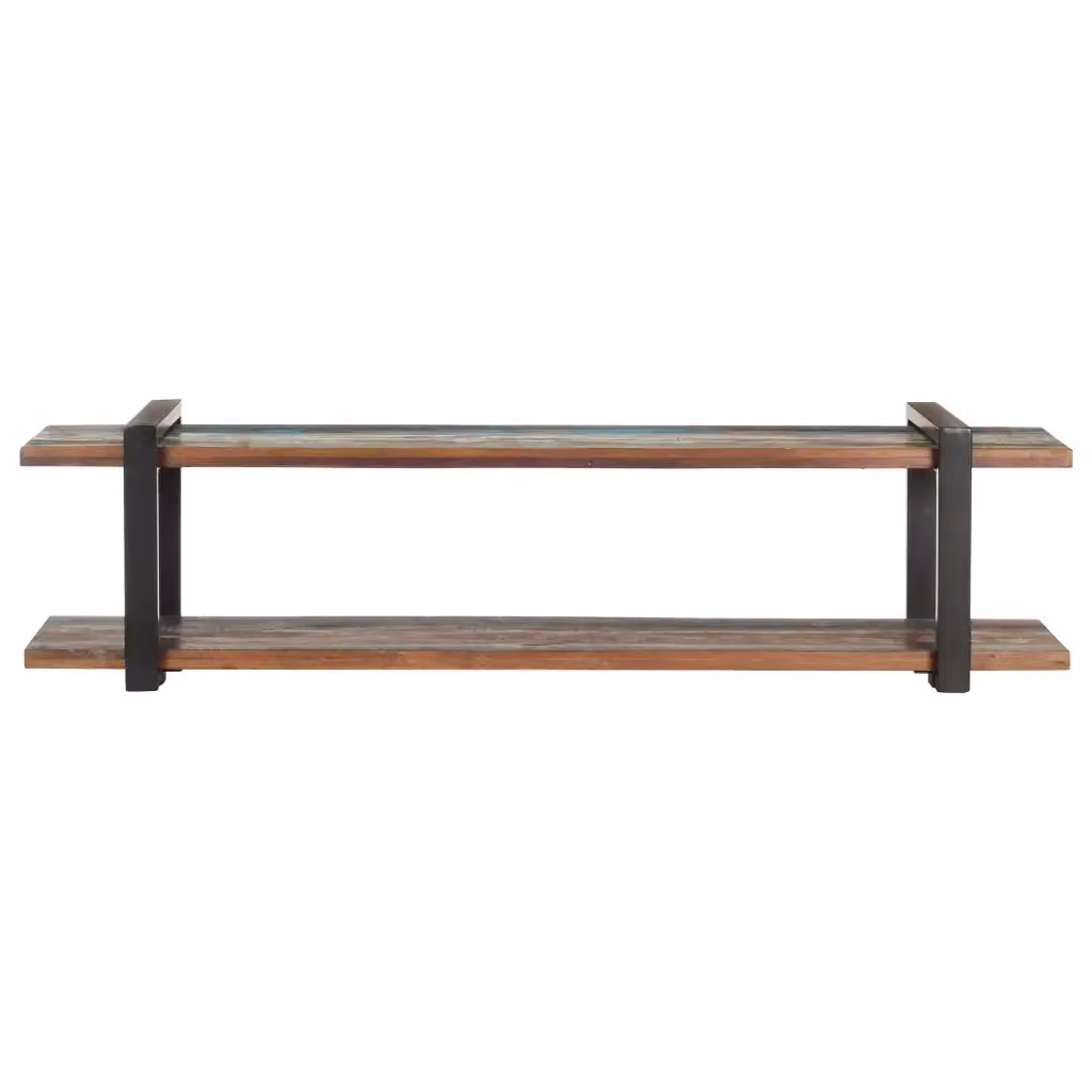 Mobile TV in legno massello di recupero e metallo stile industrial, colore marrone, L 160 cm x P 40 cm x H 40 cm – 2