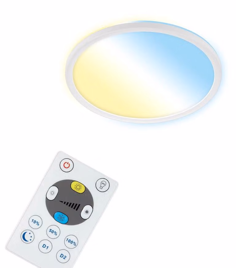 BRILONER - Lampada da soffitto Smart LED, lampada da soggiorno rotonda WiFi, effetto retroilluminazione, controllo della temperatura del colore, lampada da soffitto dimmerabile con telecomando, controllo vocale, pannello LED ultrapiatto, bi