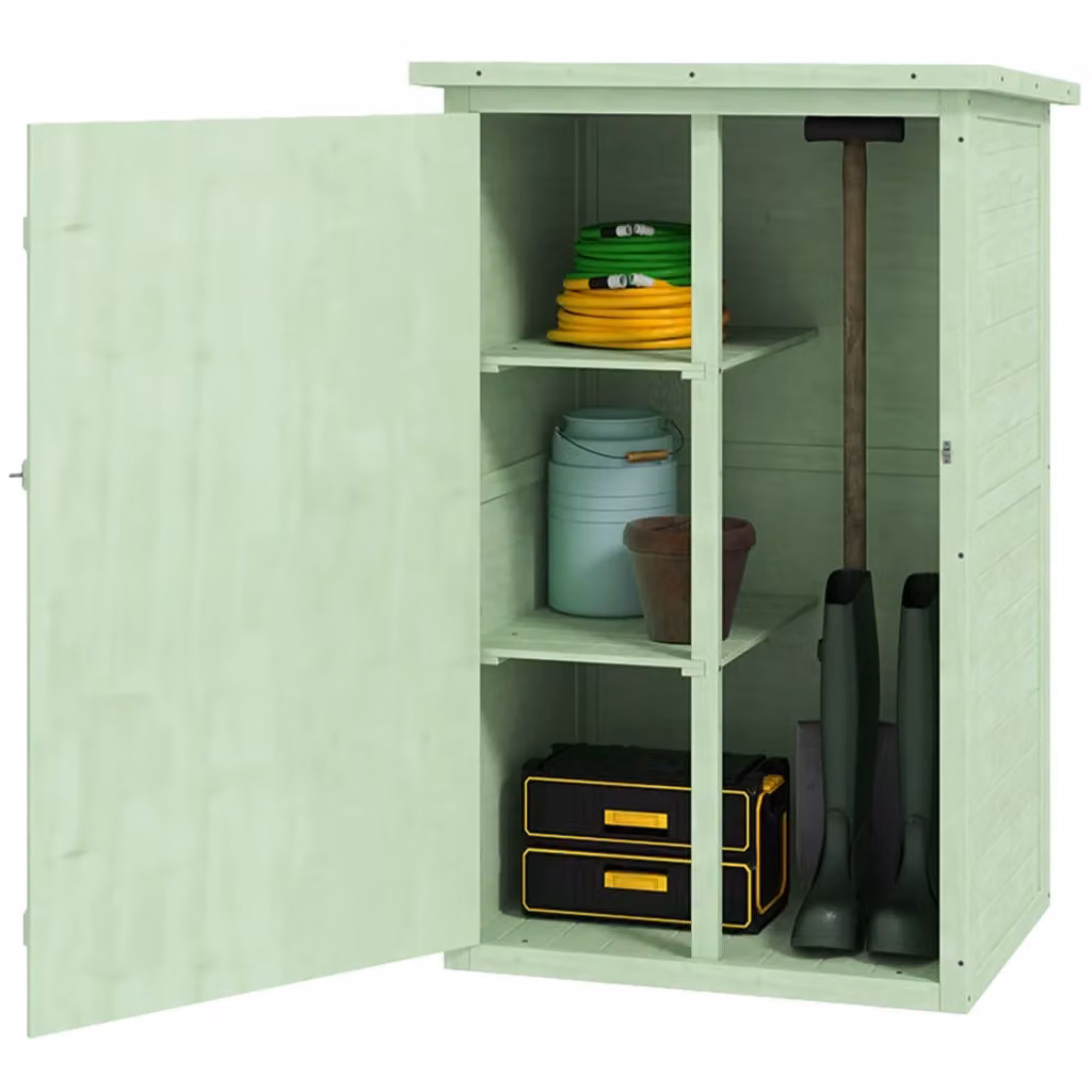 Armadio da giardino XYLO in legno di abete laccato verde con ripiani e serratura L/P/H: 75 x 56 x 115 cm – 2