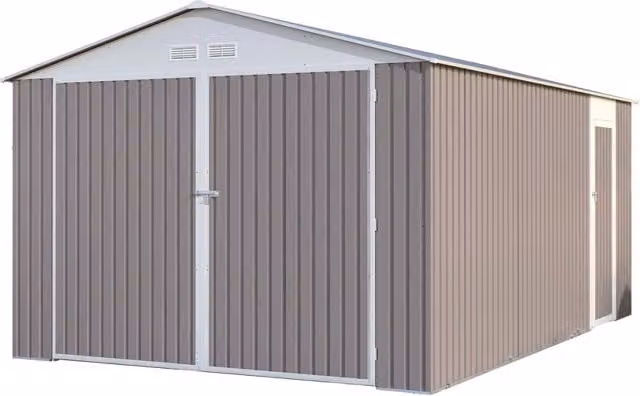 Garage in metallo Nevada grigio con pannelli solari Habitat et Jardin L: 5,70 m, P: 3,10 m, H: 2,35 m