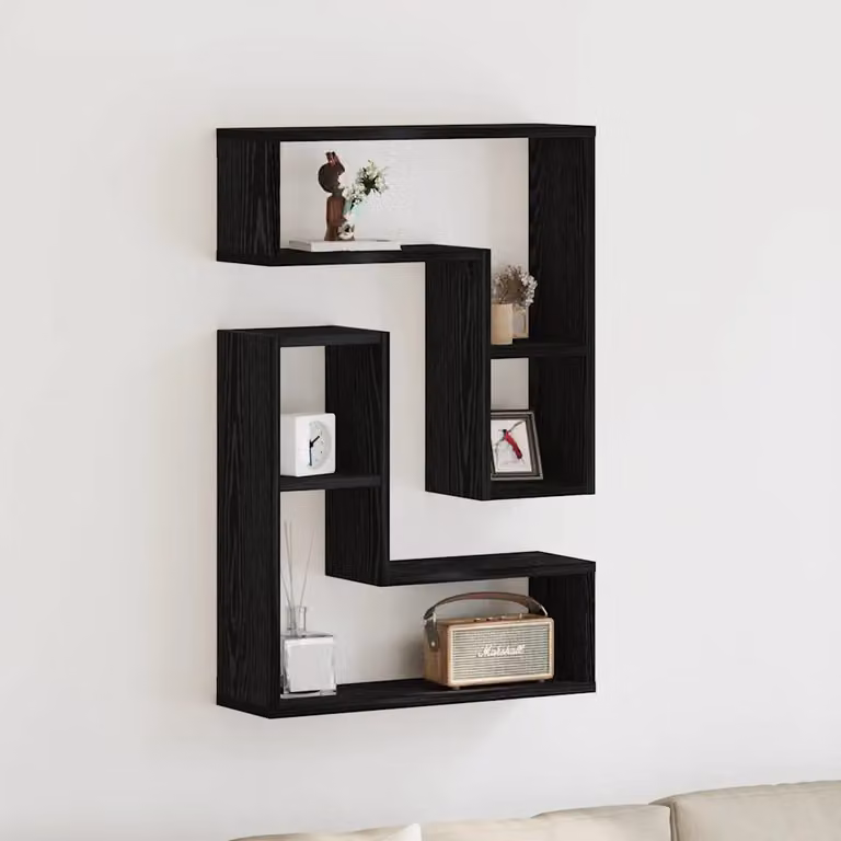 Set di 2 scaffali da parete moderni vidaXL in nero opaco L 50 cm x P 15 cm x H 85 cm
