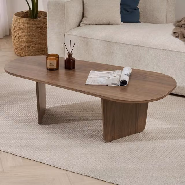 DMORA Tavolino da Salotto Ovale Moderno Marrone, L: 126 cm, P: 65 cm, H: 40 cm – 1