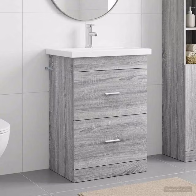 Set di mobili per il bagno Sonoma grigio 61 x 40 x 84,5 cm 3404371