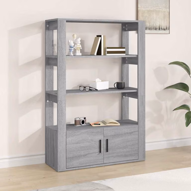 Credenza a parete vidaXL in legno MDF Grigio, L: 80 cm, P: 30 cm, H: 119,5 cm