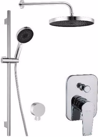 kielle Harmonia - Set doccia con miscelatore da incasso, per 2 apparecchi, con accessori e corpo, cromato 20623SP20