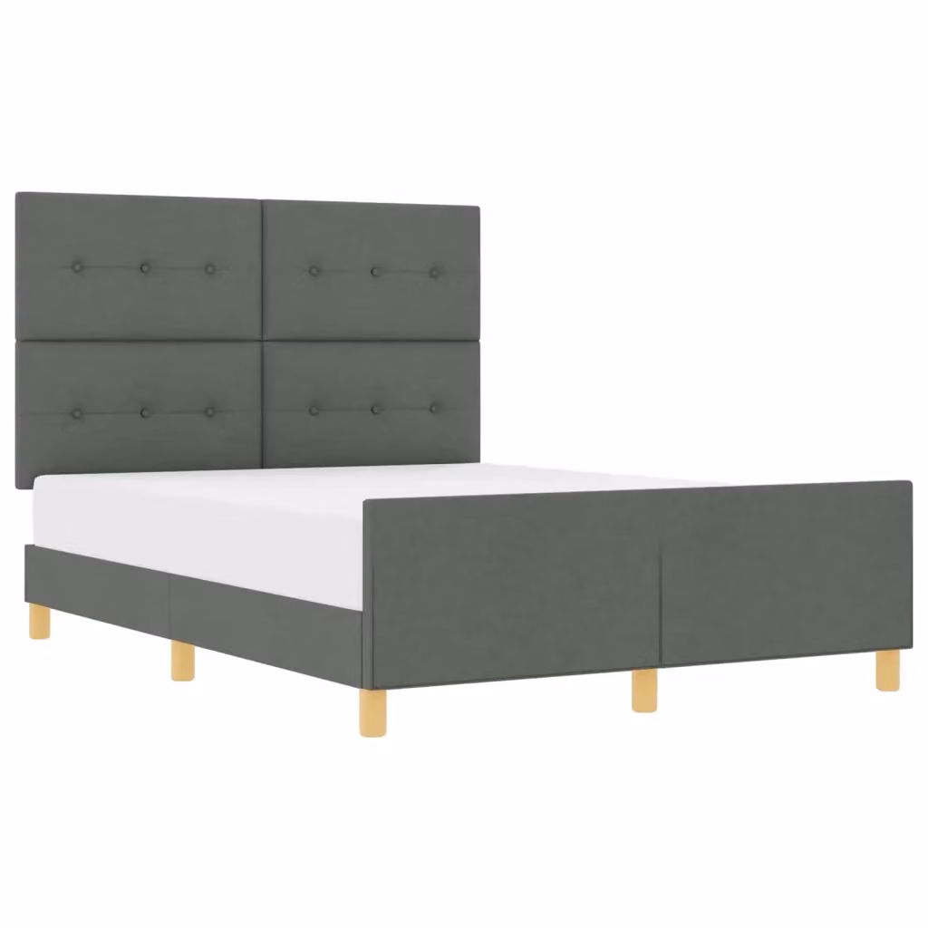 Struttura del letto moderna vidaXL in tessuto grigio con telaio in legno e schiuma, L/P/H: 190 x 140 x 128 cm – 2