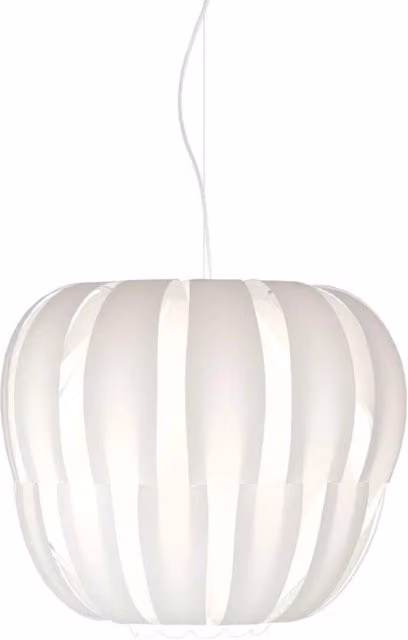 Lampada a sospensione IPERBRIKO in metallo cromato e bianco, forma rotonda, L: 42 cm, H: 32 cm