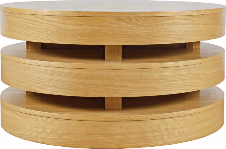 FURNLUX Tavolino in rovere Avola 92cm / Colore principale: Beige / Dimensioni: 92 x 49 x 92 cm
