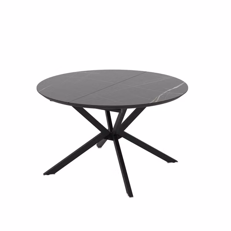 Tavolo allungabile Dobok EFFEZE con piano effetto marmo nero e dettagli oro lucido e gambe in metallo nero L: 126 cm, P: 76 cm, H: 76 cm con allunga da 34 cm – 2