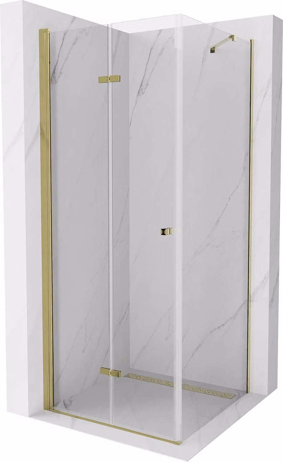 Mexen Lima cabina doccia pieghevole 90 x 90 cm, trasparente, oro - 856-090-090-50-00