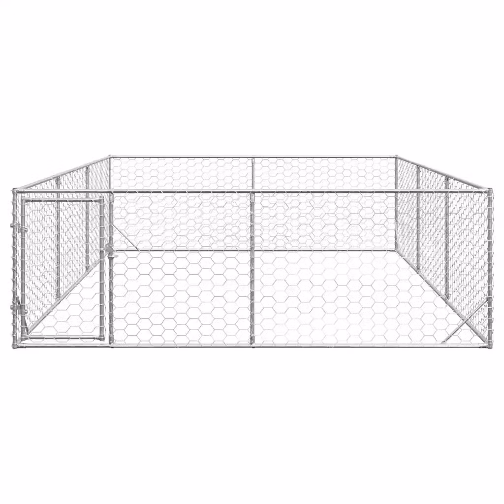 Cuccia per cani da esterno vidaXL in acciaio zincato color argento L: 4 m, P: 3 m, H: 1 m – 2