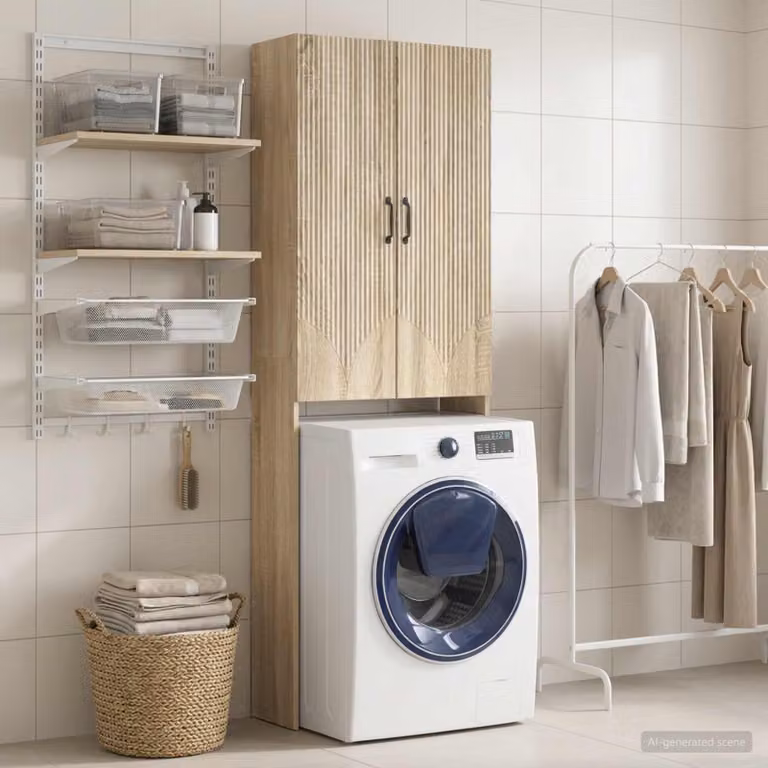 Mobiletto da bagno moderno vidaXL HOORN Rovere Sonoma, L: 66 cm, P: 25,5 cm, H: 190 cm