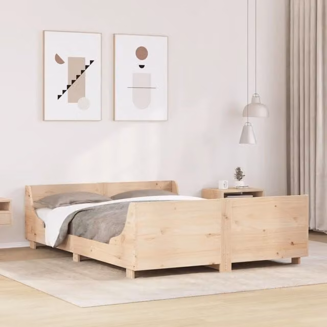 Letto senza Materasso-Struttura Letto 140x200 cm in Legno Massello di Pino 452644