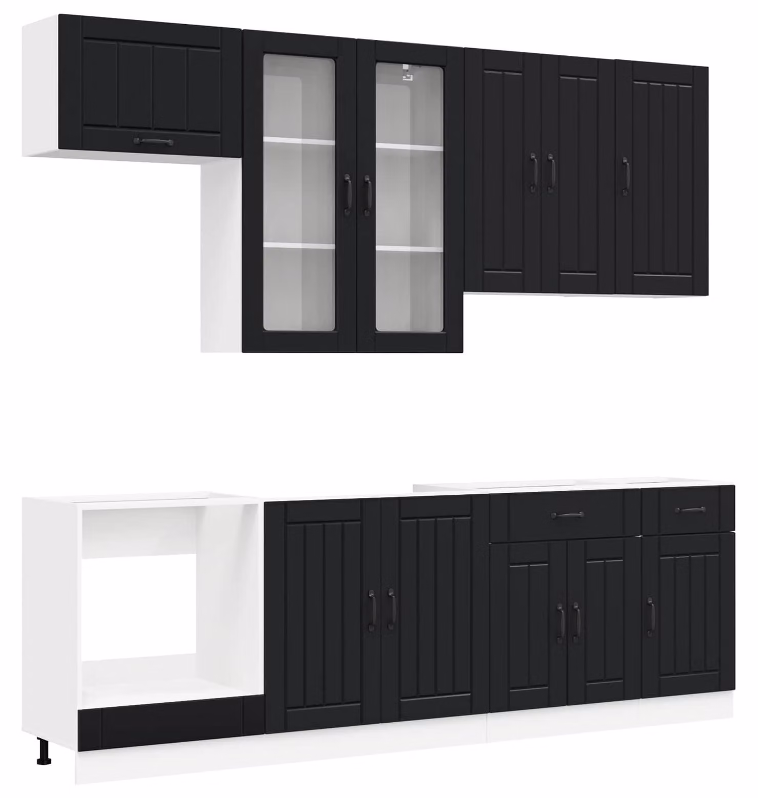 Set di mobili da cucina LUCCA, 8 pezzi, in legno impiallacciato nero