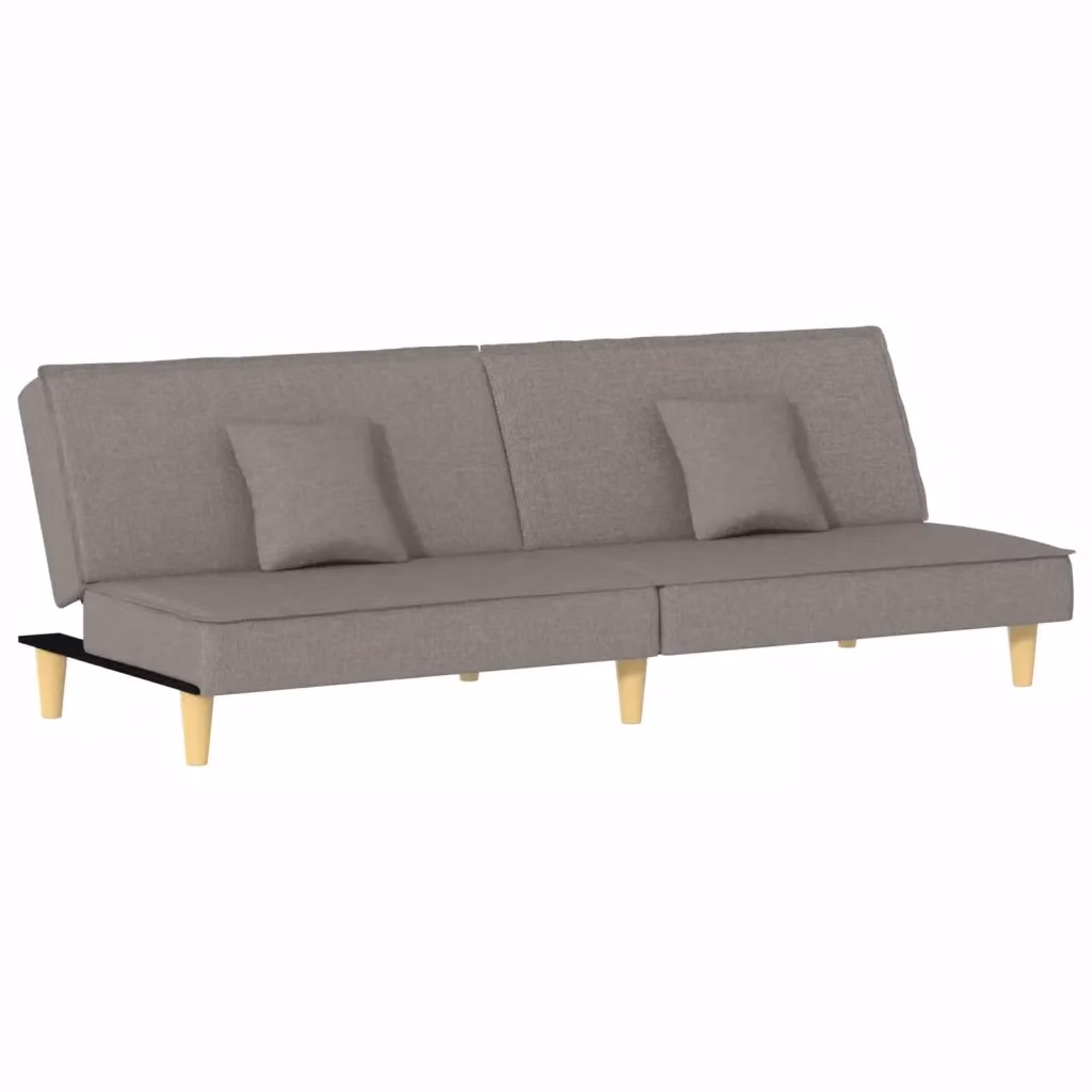 Divano Letto Click Clack vidaXL in Tessuto con Poggiatesta Regolabile e Cuscini, Grigio/Beige, L: 200 cm x P: 100 cm – 2