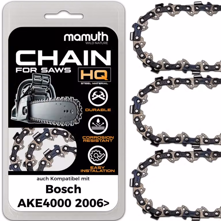 3 catene per motosega, catena per motosega da 40 cm, 1,3 mm, 3/8", 56TG, compatibile con Bosch AKE4000 (dal 2006)