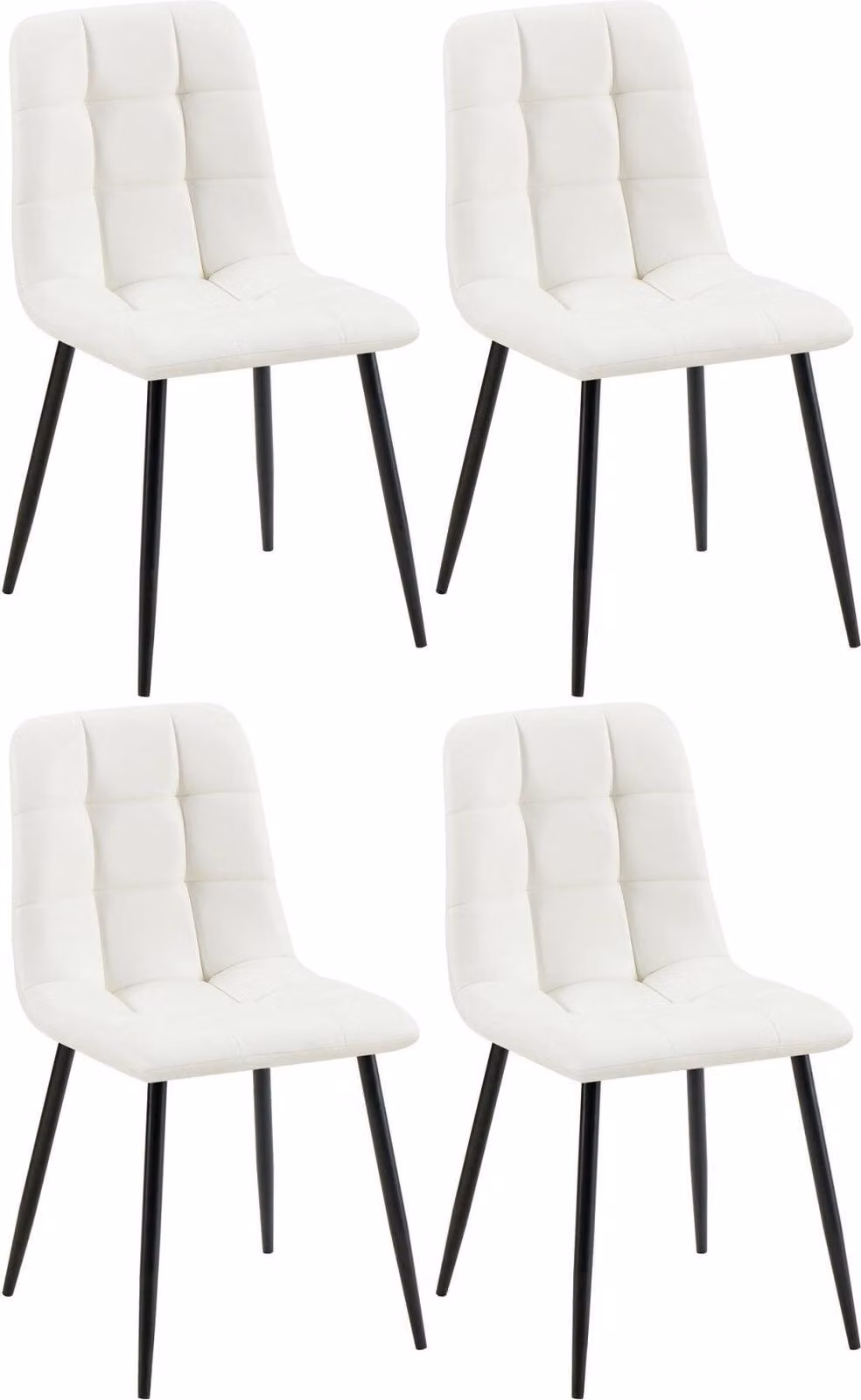set di 4 sedie da pranzo - Pelle finta - Design di facile manutenzione | Colore: Bianco