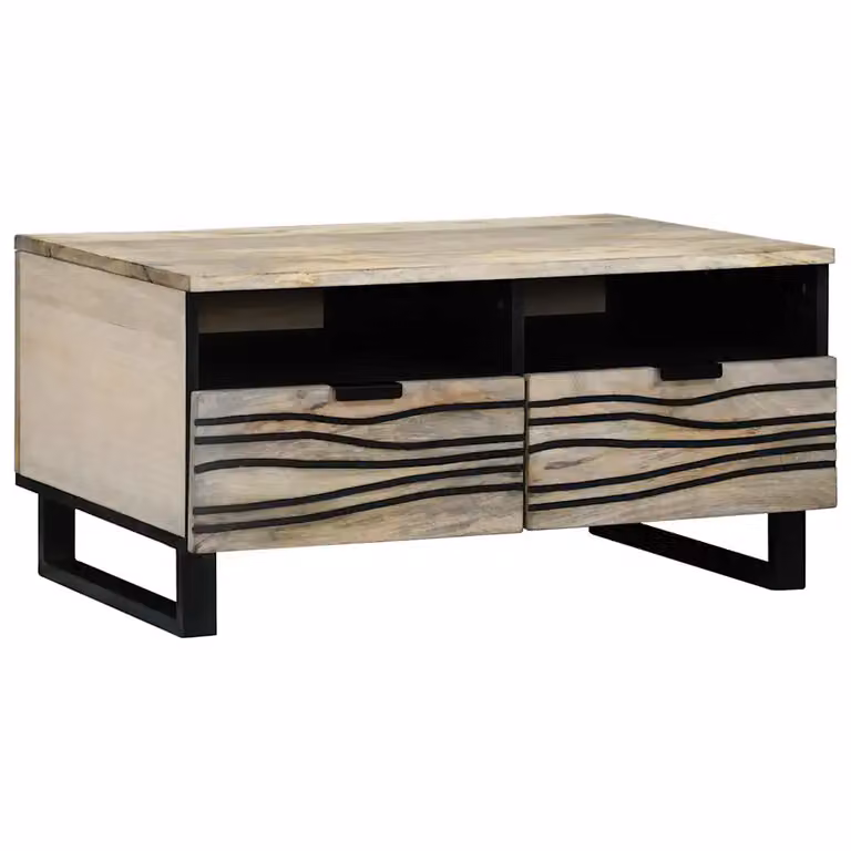 vidaXL Tavolino da salotto moderno in legno di acacia bianco L: 80 cm, P: 54 cm, H: 40 cm
