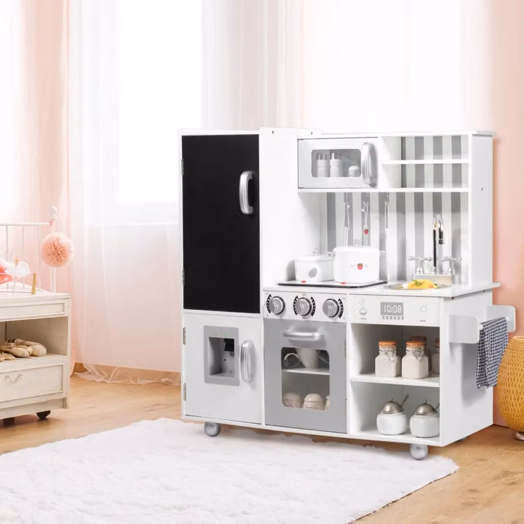 Cucina giocattolo in legno DESIGN IN per bambini con suoni, lavagna e lavello rimovibile, colore bianco, H: 7 cm, L: 36 cm – 2