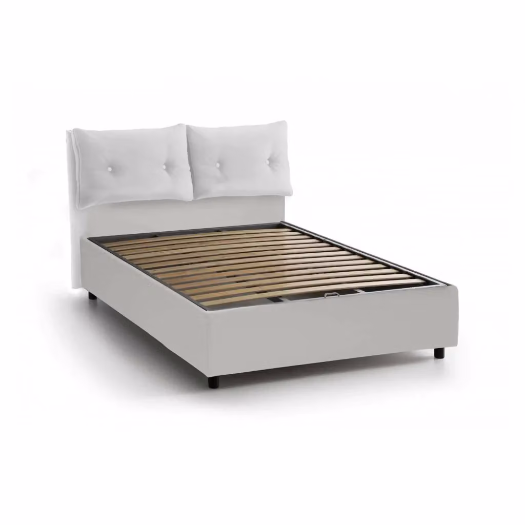 Letto Matrimoniale Artrax Talamo Italia Bianco con Contenitore a Alzata e Rivestimento Sfoderabile L/P: 160 x 200 cm – 2