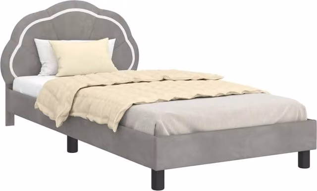 Letto per bambini DESIGN IN moderno in tessuto grigio con struttura imbottita L/P/H: 200 x 90 x 85 cm