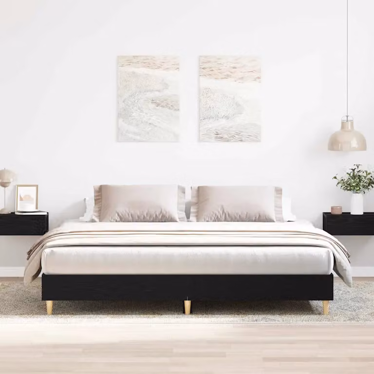 Struttura del letto moderna vidaXL in legno nero L/P/H: 203 x 203 x 25 cm