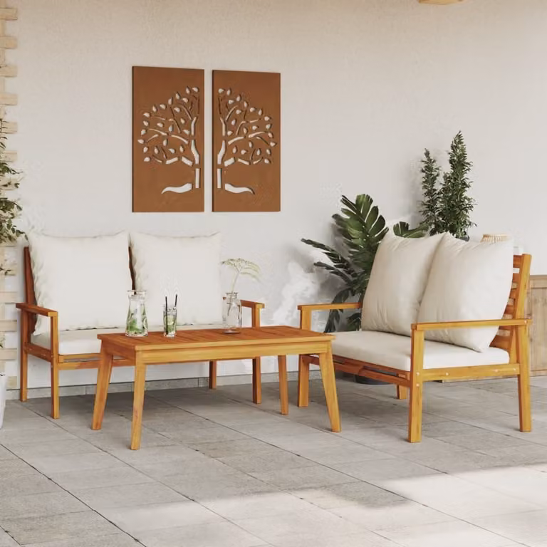 Maison Exclusive - Set Mobili da Giardino 3pz con Cuscini Legno Massello di Acacia