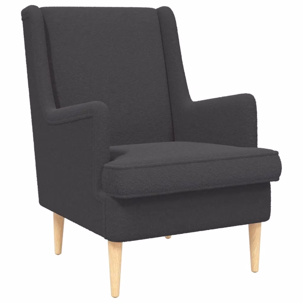 Poltrona Relax Moderna in Tessuto Bouclé Grigio con Braccioli e Struttura Mix Metal e Legno H: 90 cm, L: 79 cm, P: 62 cm – 2