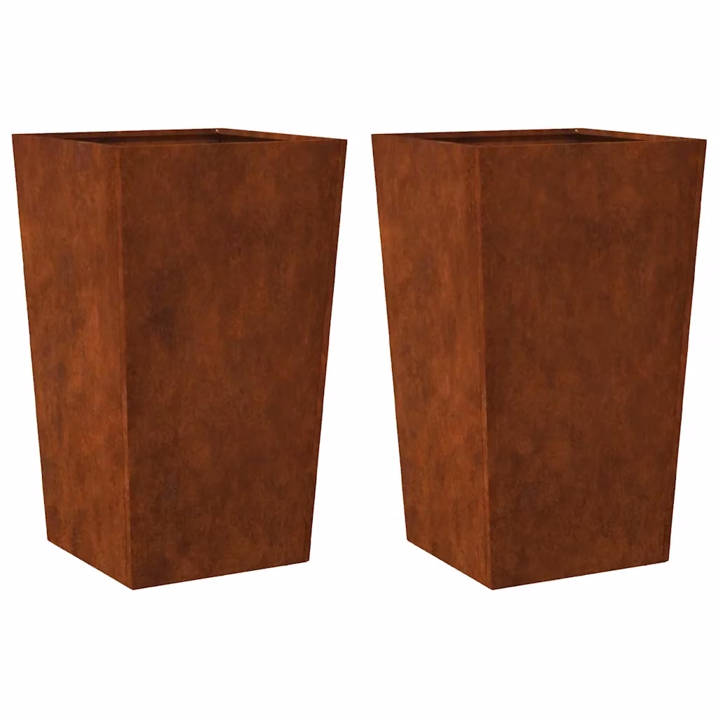 Set di 2 fioriere da giardino VIDAXL in acciaio color marrone, L/P/H: 45 x 45 x 75 cm – 2