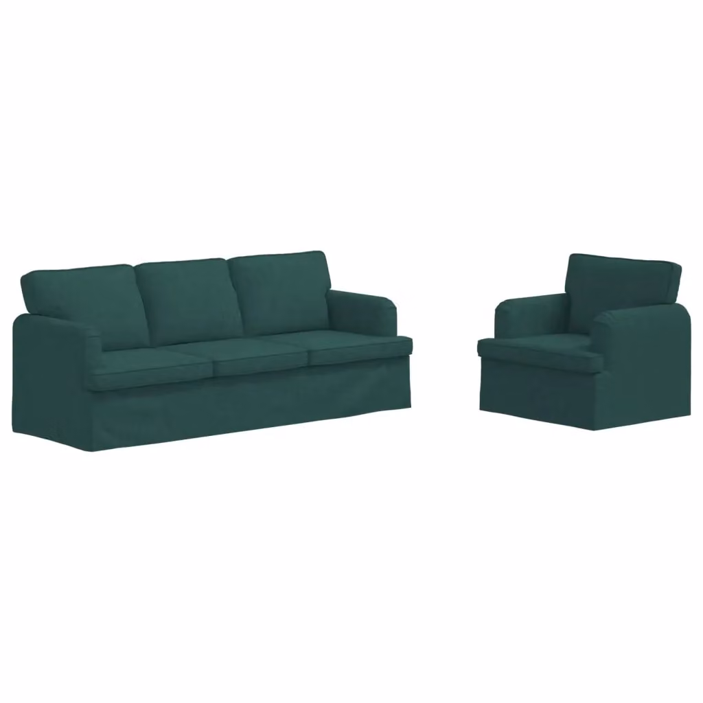 Set di 2 divani vidaXL in tessuto verde scuro e nero con struttura in metallo per soggiorno o camera da letto L/P/H: 201 x 144 x 85 cm – 2