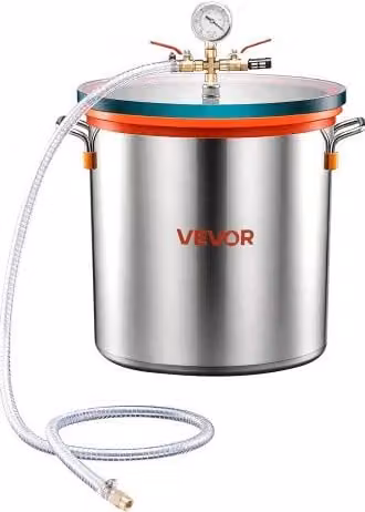 VEVOR Camera a Vuoto in Acciaio Inox Silver per Degassamento Resine e Stabilizzazione Legno con Coperchio in Vetro, Capacità 34,1 l