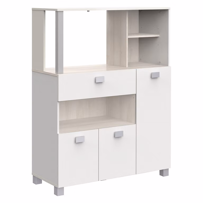 Armadio per microonde BASILIC acacia/bianco