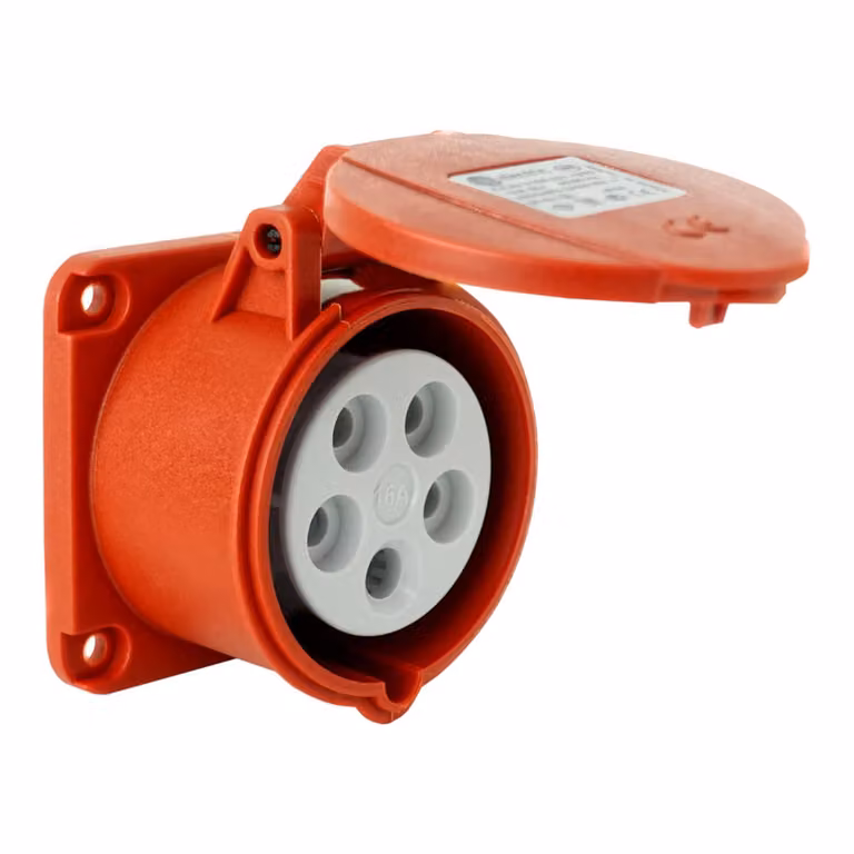 Presa CEE da incasso diritta 400V 32A 5P 75x75 mm