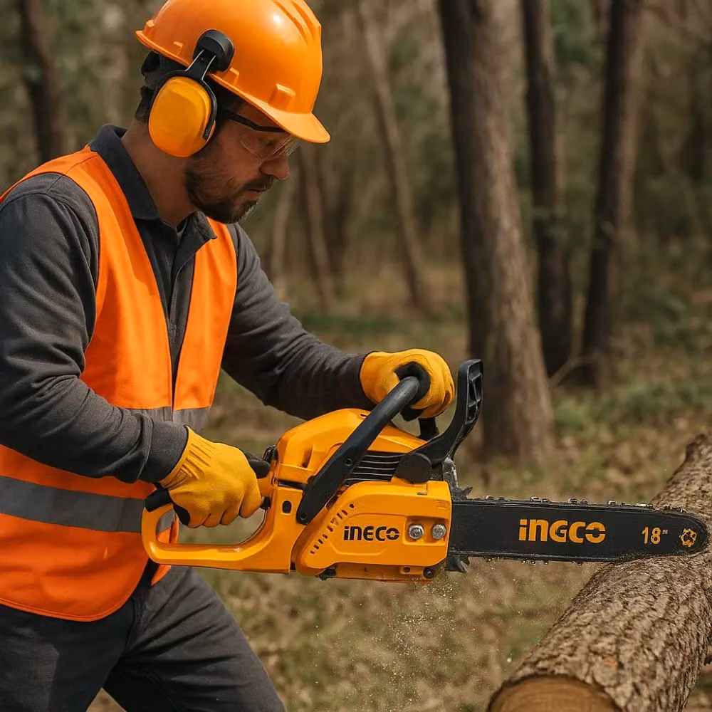 Motosega a scoppio Ingco 46 cc con lama da 45 cm arancione – 2
