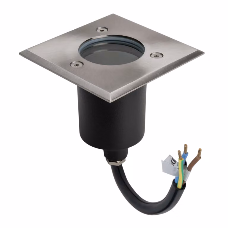 Lampada da terra a LED in acciaio inossidabile, forma angolare, IP67, 230 V, con attacco GU10, lampadina non inclusa