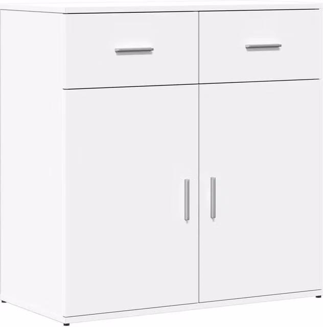 Credenza moderna bianca in legno multistrato per sala da pranzo, sospesa, L: 79 cm, P: 38 cm, H: 80 cm