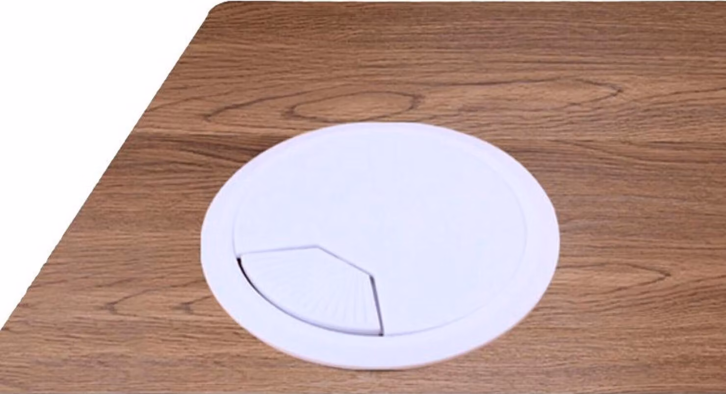1 x passacavo da scrivania 60 mm - colore [bianco] - uscita cavo con guarnizione antipolvere per varie scrivanie e piani di lavoro per ufficio | scatola rotonda per cavi in plastica ABS | uscita cavo