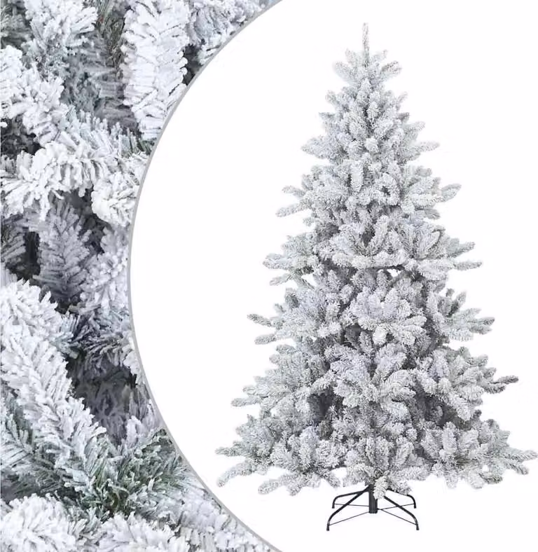 Albero di Natale Artificiale Snodato Foderato di Neve Bianco