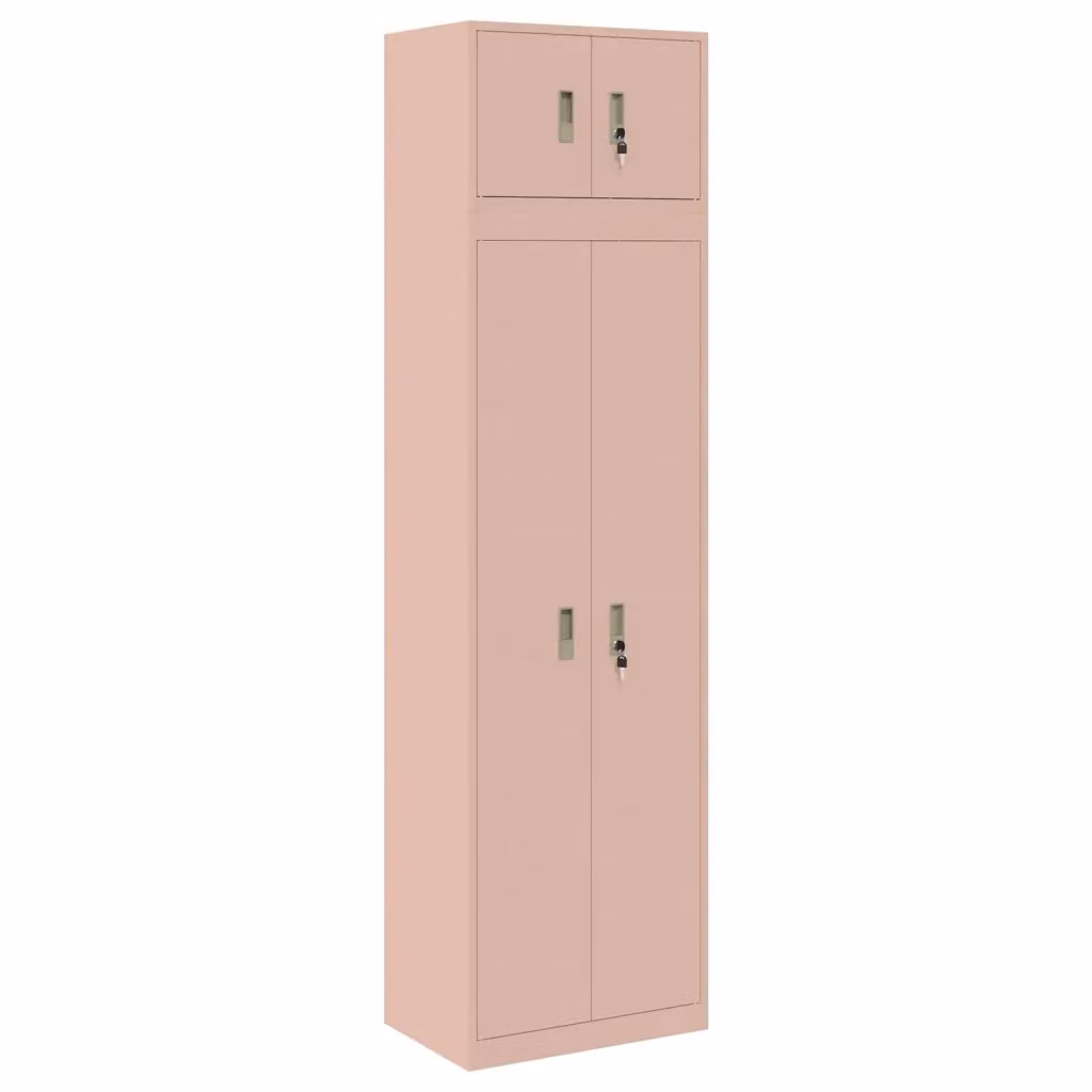 Armadio in metallo vidaXL rosa con ante a battente e serratura, L/P/H: 60 x 40 x 220 cm – 2