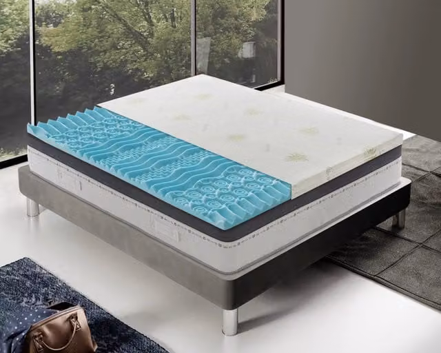 Topper Materassino Piazza e Mezza MaterassieDoghe in Memory Foam con Rivestimento in Aloe Vera Sfoderabile Bianco L/P: 140 x 190 cm, H: 5 cm – 1