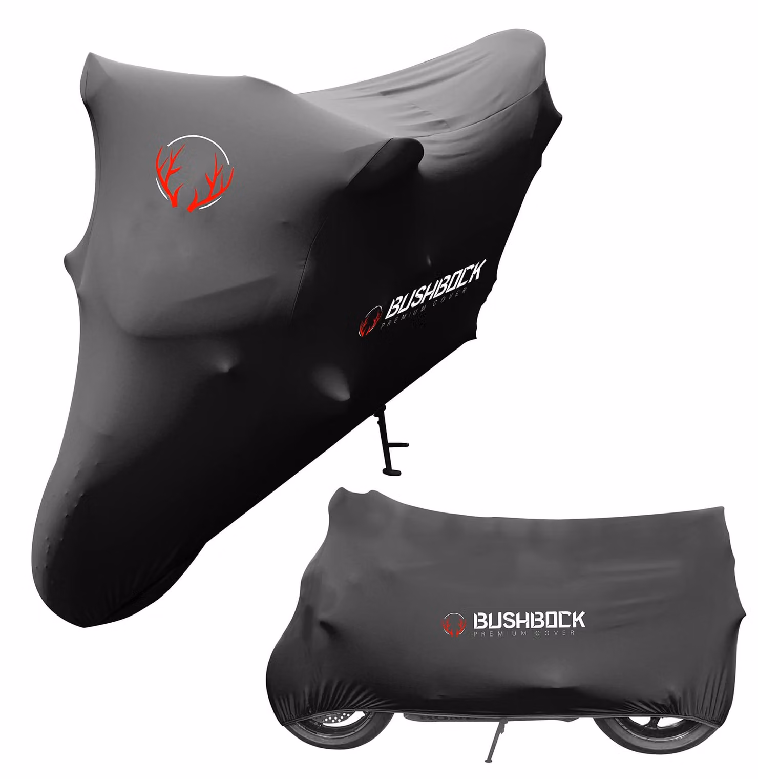 Copertura premium BUSHOCK® per moto da interno, telo protettivo antipolvere, realizzato in tessuto elasticizzato vellutato traspirante (taglie XL-XXL, colore nero)