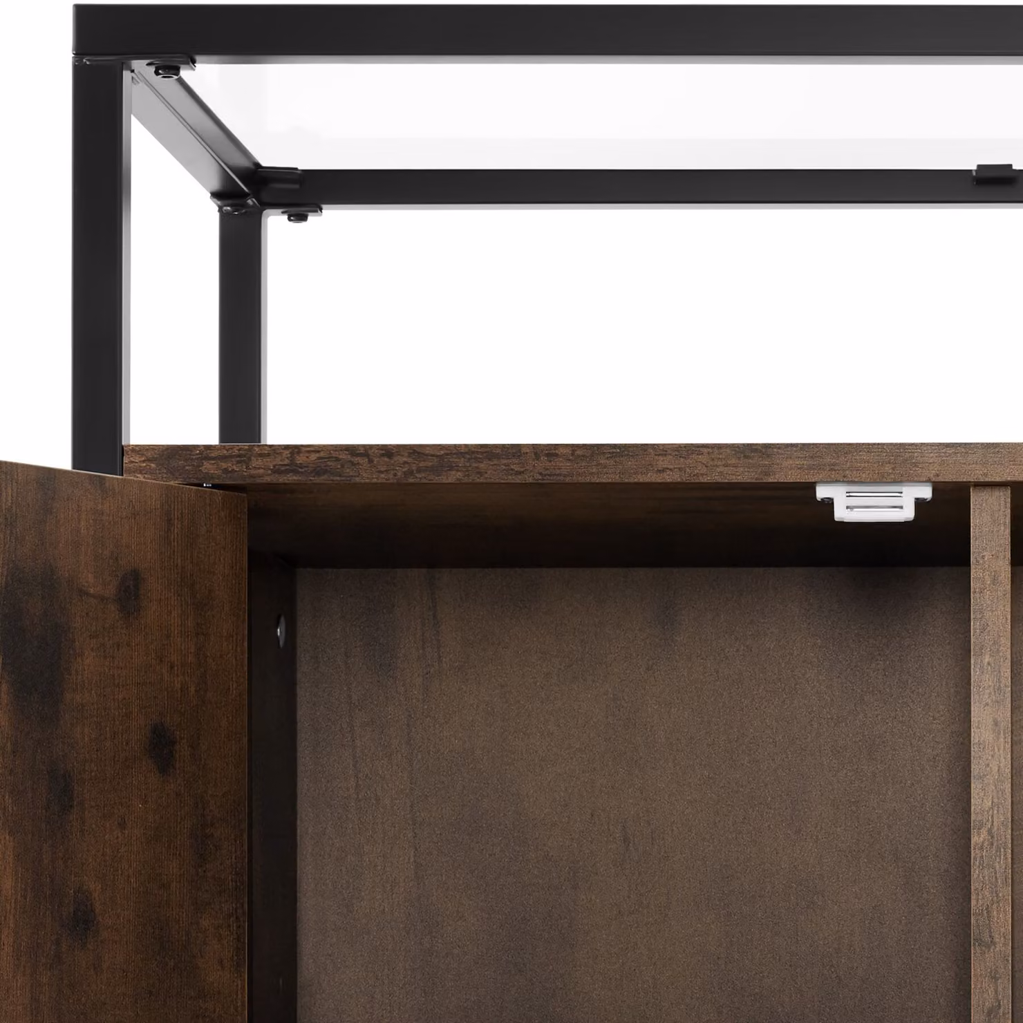 Cassettone Conventry TecTake in stile industriale color marrone con top in vetro e finitura opaca L: 70 cm, P: 38 cm, H: 80,5 cm – 1