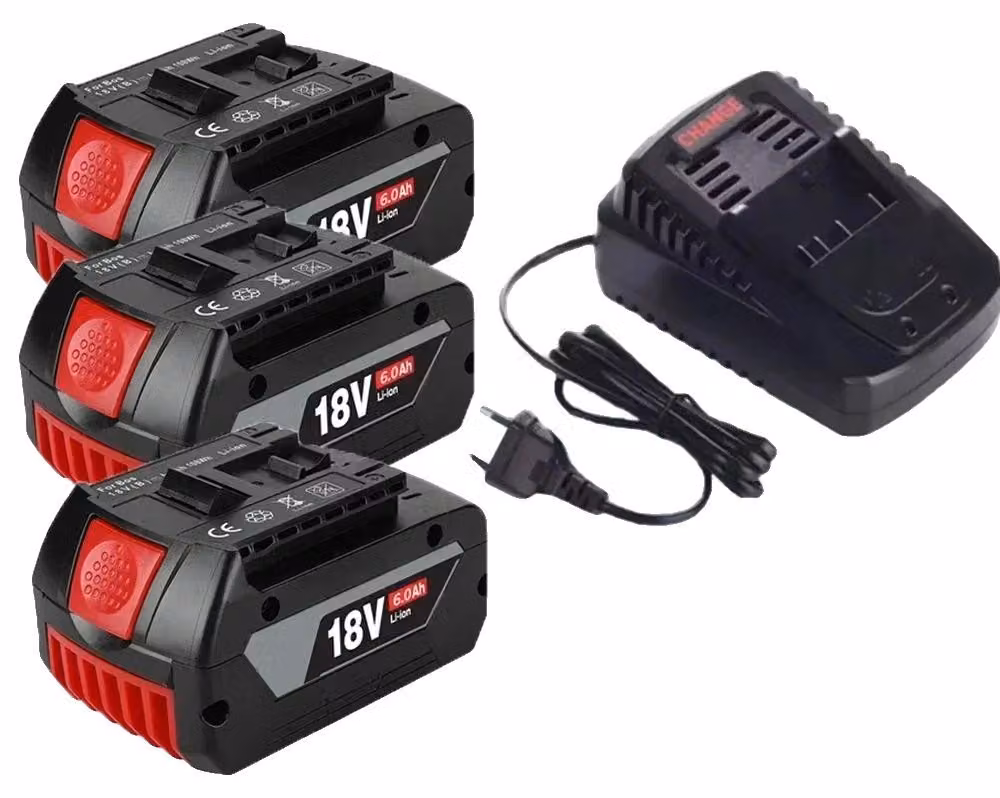 Batteria agli ioni di litio, capacità 6000 mAh, compatibile con utensili elettrici da 18V, caricabatterie 6.0AH x 3, quantità: 1