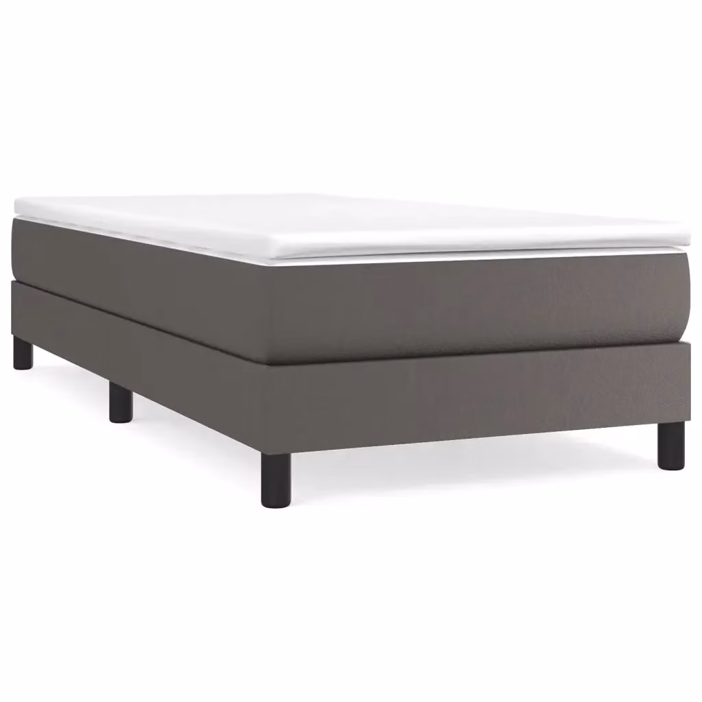 Letto a molle con materasso ibrido vidaXL in similpelle grigio e bianco L/P/H: 200 x 90 x 25 cm – 2