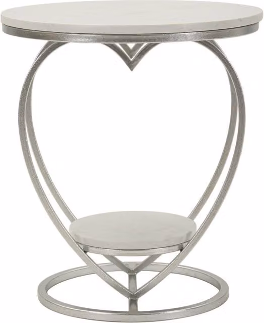 Tavolino Heart Mauro Ferretti Argento e Bianco L: 40 cm, H: 45,5 cm