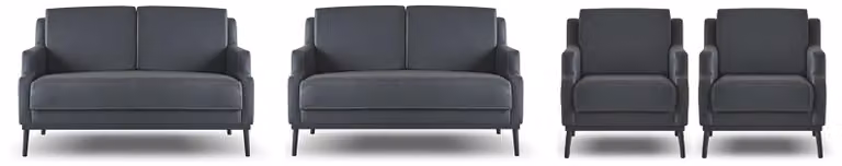 Arbeitszimmer-Set 4tlg 2x S-Sitzer 2x Sessel Dunkelgrau Einfarbig Modern