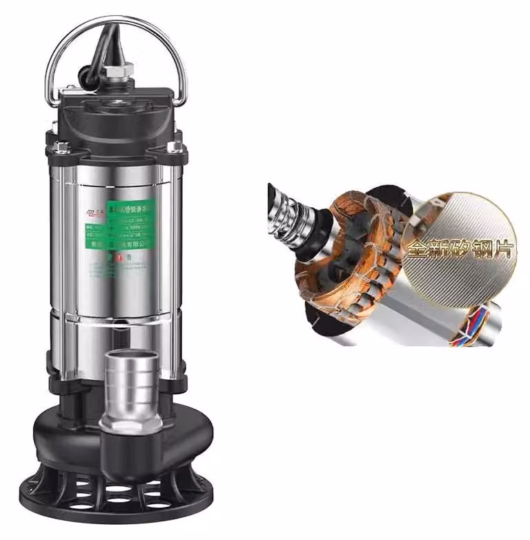 Pompa sommergibile, acciaio inossidabile, efficiente sistema di drenaggio, 750W, cavo da 10 metri