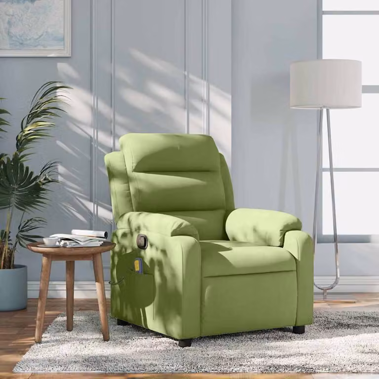 vidaXL Poltrona Reclinabile Relax in Velluto Verde con Braccioli
