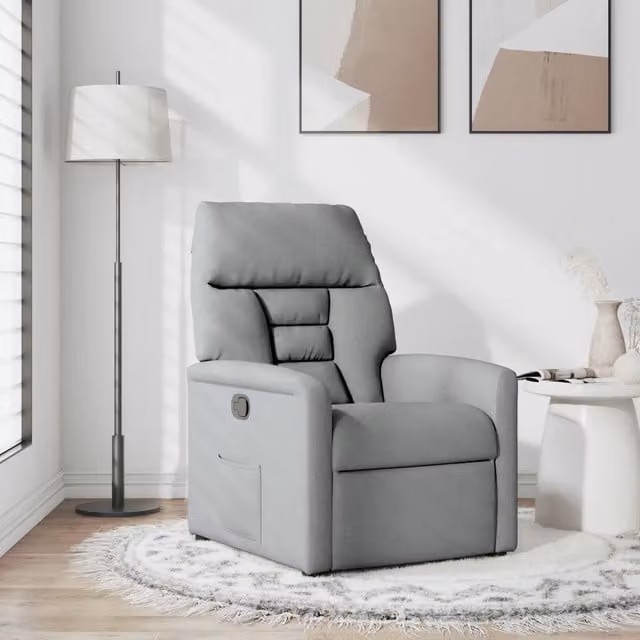 Poltrona Reclinabile Relax vidaXL in Tessuto Grigio con Braccioli e Regolazione Manuale